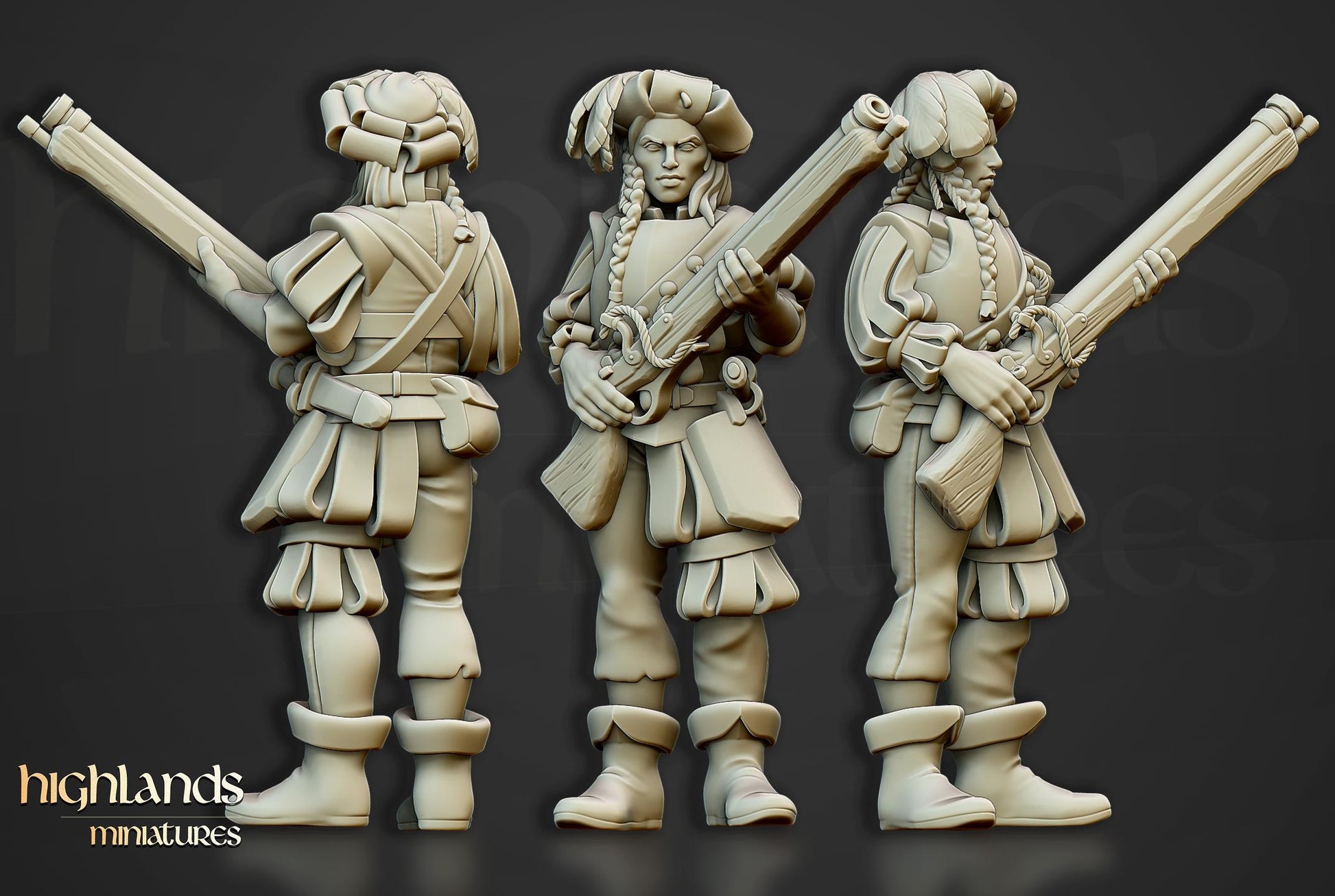 The Arquebusiers Unit | Sunland | Highland Miniatures | 32mm Scale Resin Tabletop RPG Figures for Roleplaying and Wargaming