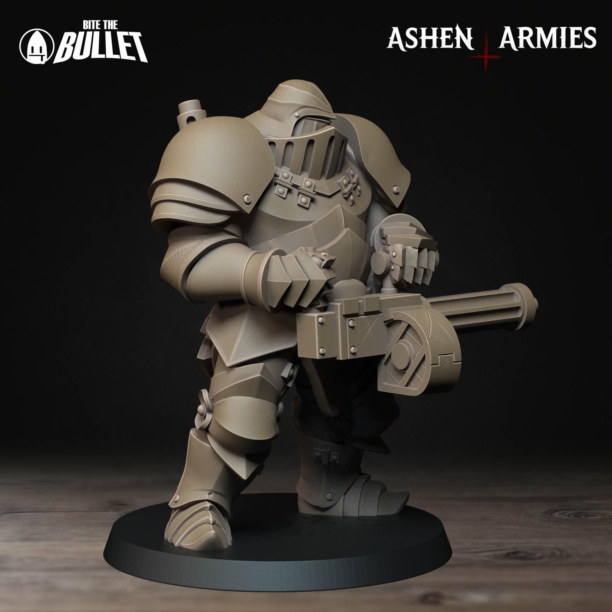 Heavy Infantry - Machine Gun | Bullet Crusade: Sanctified Legion | Bite The Bullet | 35mm Scale | 3D Printed Tabletop RPG Miniature Figures