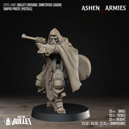 Sniper Priest - Pistols | Bullet Crusade: Sanctified Legion | Bite The Bullet | 35mm Scale | Resin Printed Tabletop RPG Miniature Figures