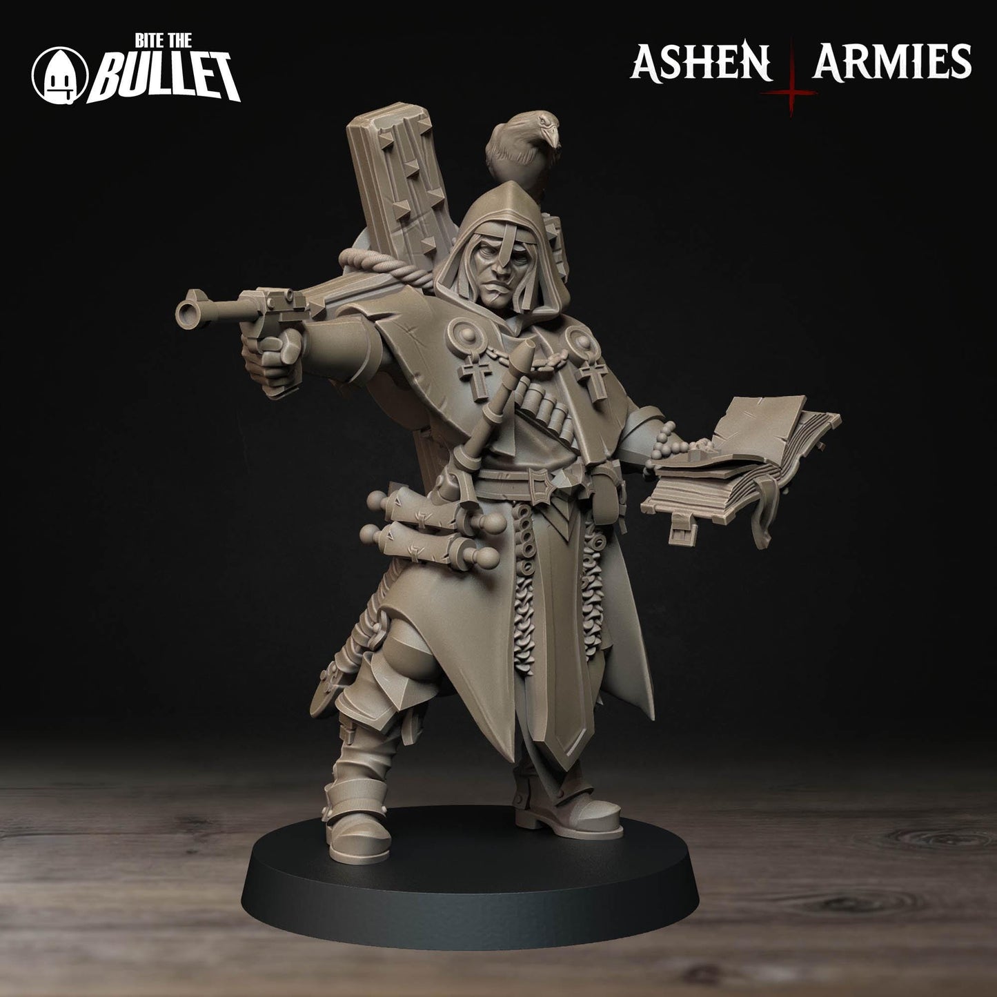 Trench Cleric | Bullet Crusade: Sanctified Legion | Bite The Bullet | 35mm Scale | Resin Printed Tabletop RPG Miniature Figures
