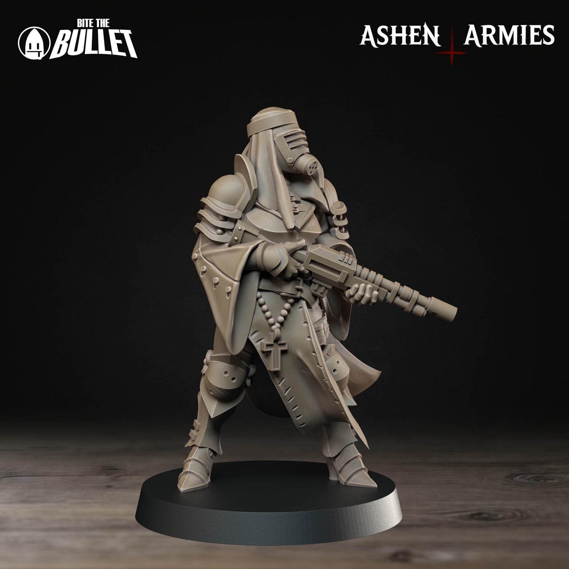 Sniper Priest - Rifle | Bullet Crusade: Sanctified Legion | Bite The Bullet | 35mm Scale | Resin Printed Tabletop RPG Miniature Figures
