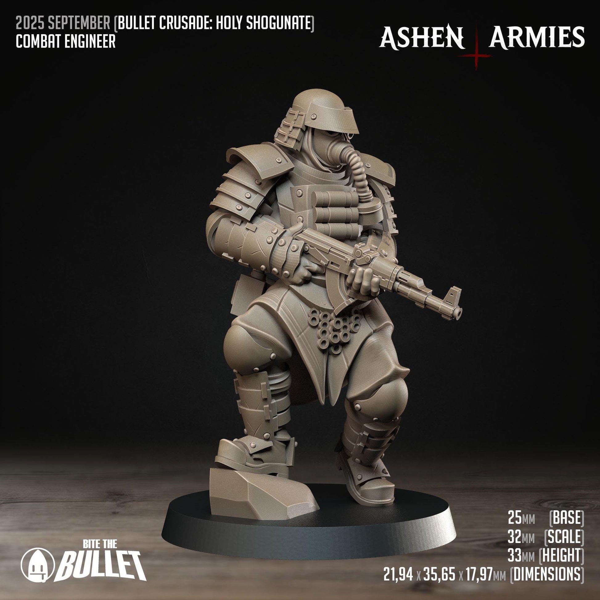 Combat Engineer | Bullet Crusade: Holy Shogunate | Bite The Bullet | 35mm Scale | Resin Printed Tabletop RPG Miniature Figures
