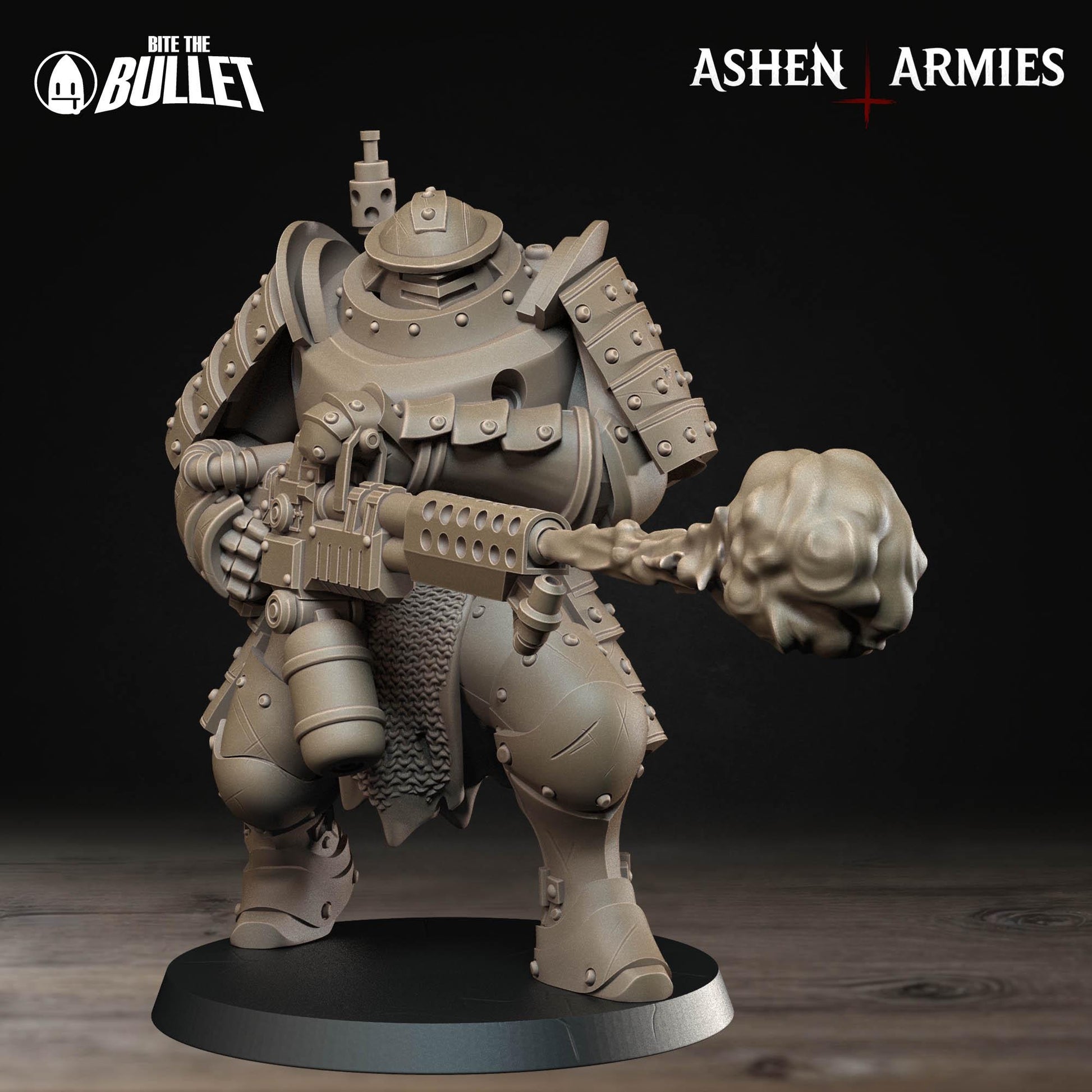 Heavy Infantry - Flamethrower | Bullet Crusade: Holy Shogunate | Bite The Bullet | 35mm Scale | Resin Printed Tabletop RPG Miniature Figures