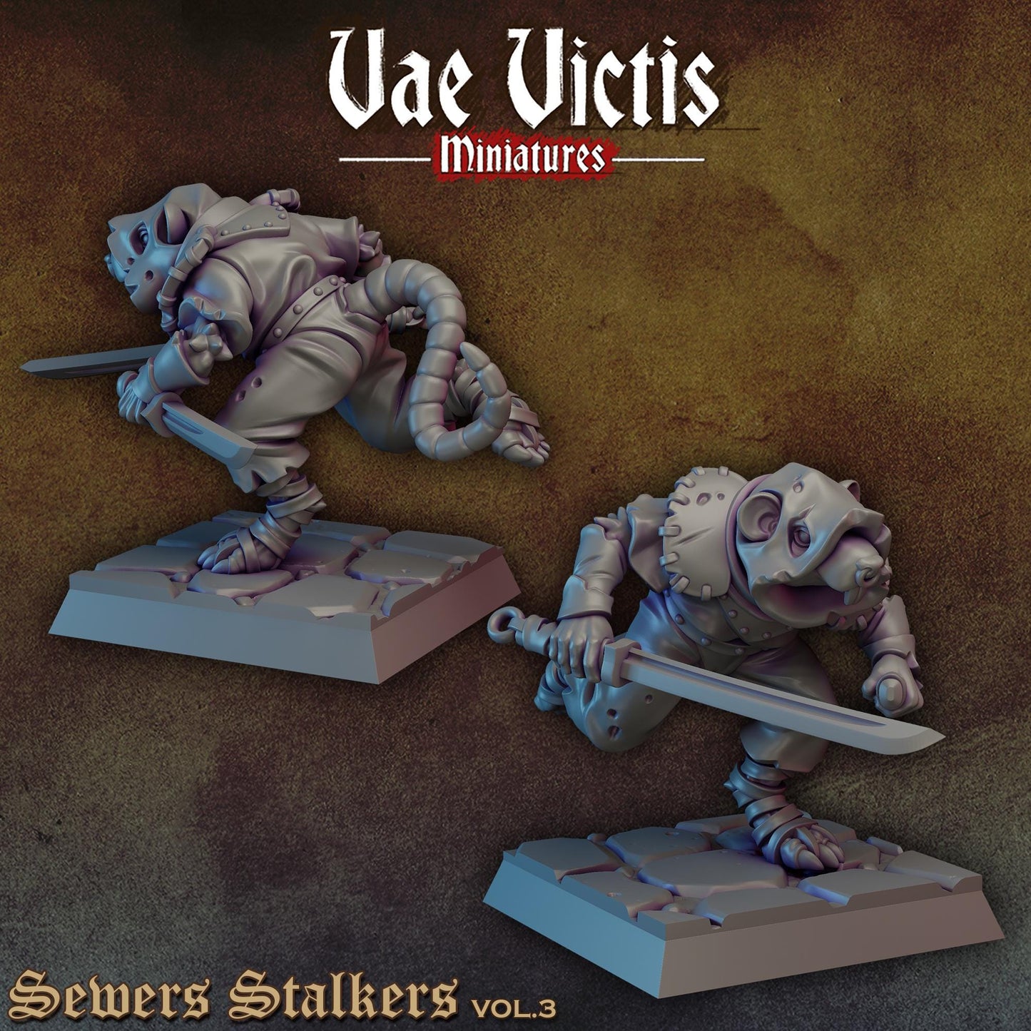 Ratfolk Sewer Stalkers Vol 3 | Vae Victis Miniatures | 32mm Scale Resin Printed Tabletop RPG Figures for Tabletop Roleplaying or Wargaming
