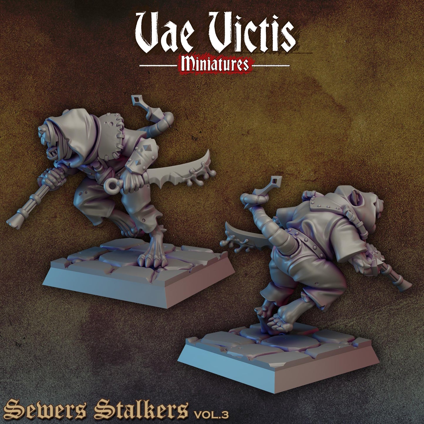 Ratfolk Sewer Stalkers Vol 3 | Vae Victis Miniatures | 32mm Scale Resin Printed Tabletop RPG Figures for Tabletop Roleplaying or Wargaming