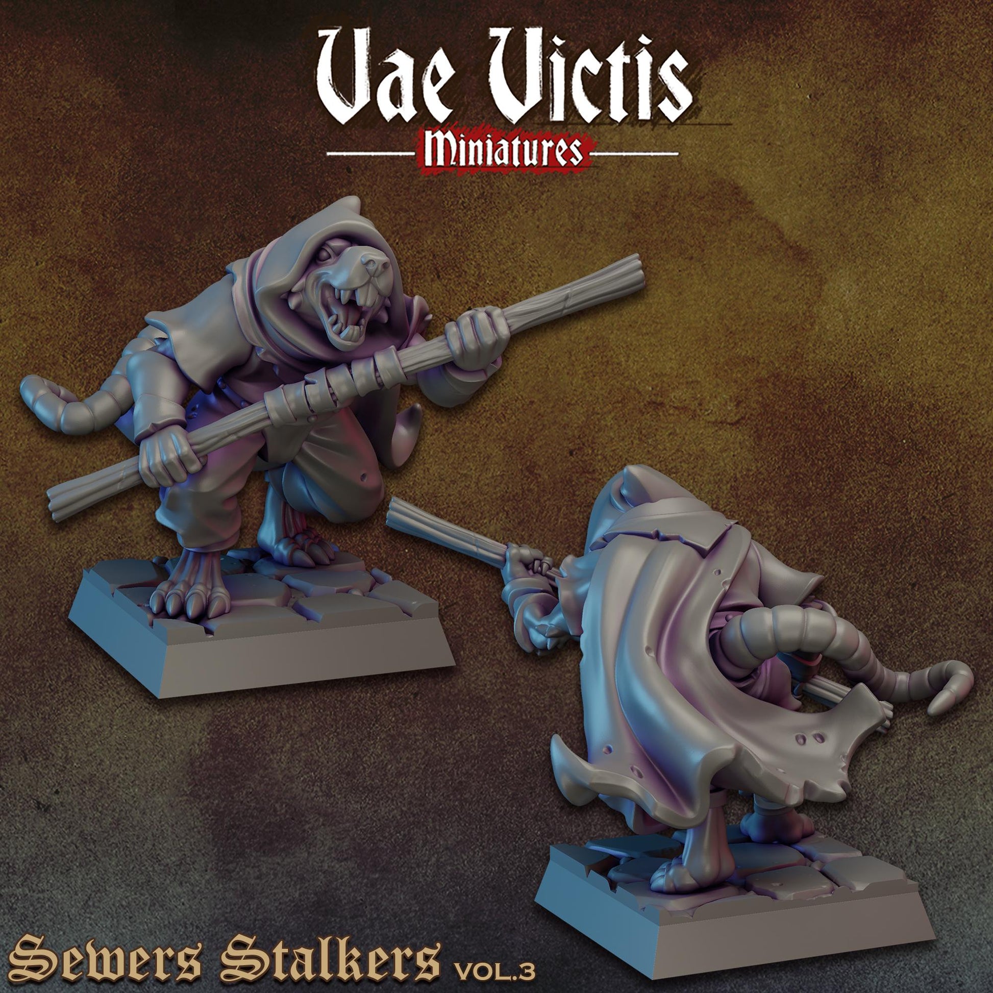 Ratfolk Sewer Stalkers Vol 3 | Vae Victis Miniatures | 32mm Scale Resin Printed Tabletop RPG Figures for Tabletop Roleplaying or Wargaming
