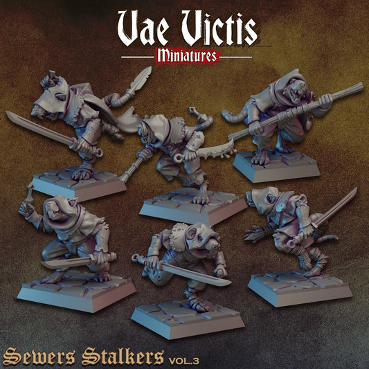 Ratfolk Sewer Stalkers Vol 3 | Vae Victis Miniatures | 32mm Scale Resin Printed Tabletop RPG Figures for Tabletop Roleplaying or Wargaming