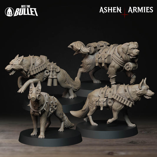 Combat Dogs | Bullet Crusade: Sanctified Legion | Bite The Bullet | 35mm Scale | Resin Printed Tabletop RPG Miniature Figures