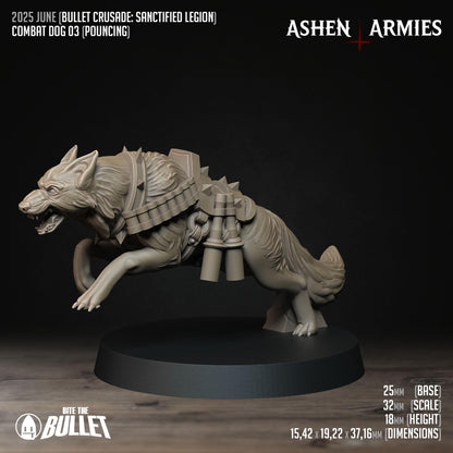 Combat Dogs | Bullet Crusade: Sanctified Legion | Bite The Bullet | 35mm Scale | Resin Printed Tabletop RPG Miniature Figures