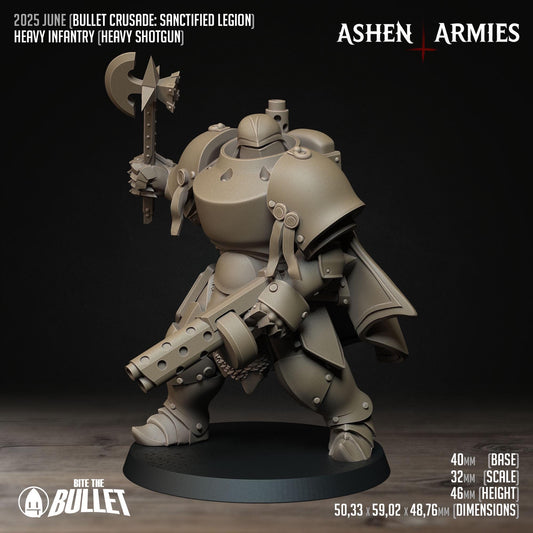 Heavy Infantry - Shotgun | Bullet Crusade: Sanctified Legion | Bite The Bullet | 35mm Scale | Resin Printed Tabletop RPG Miniature Figures