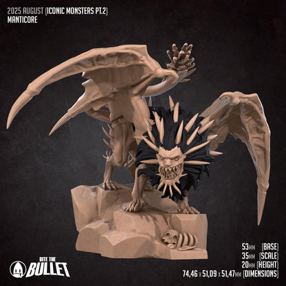 Manticore | Iconic Monsters Pt. 2 | Bite The Bullet | 35mm Scale | Resin Printed Tabletop RPG Miniature Figures