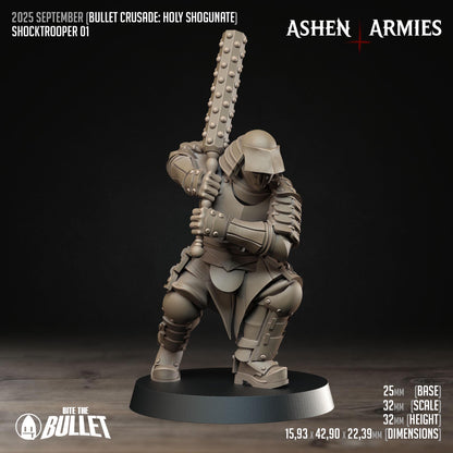 Shocktroopers | Bullet Crusade: Holy Shogunate | Bite The Bullet | 35mm Scale | Resin Printed Tabletop RPG Miniature Figures