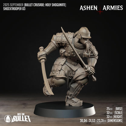 Shocktroopers | Bullet Crusade: Holy Shogunate | Bite The Bullet | 35mm Scale | Resin Printed Tabletop RPG Miniature Figures