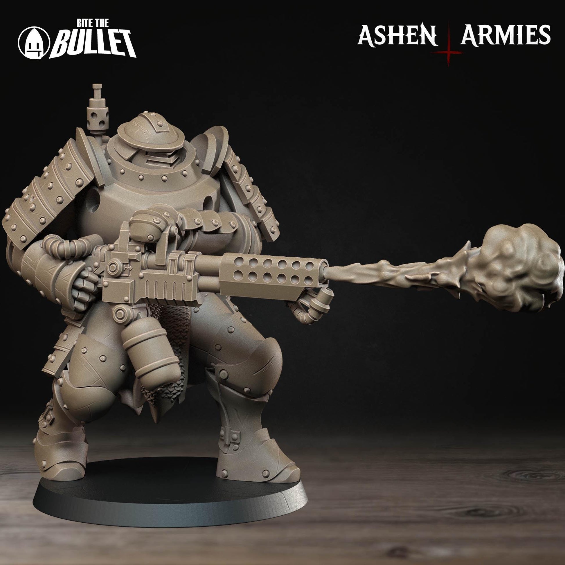 Heavy Infantry - Flamethrower | Bullet Crusade: Holy Shogunate | Bite The Bullet | 35mm Scale | Resin Printed Tabletop RPG Miniature Figures
