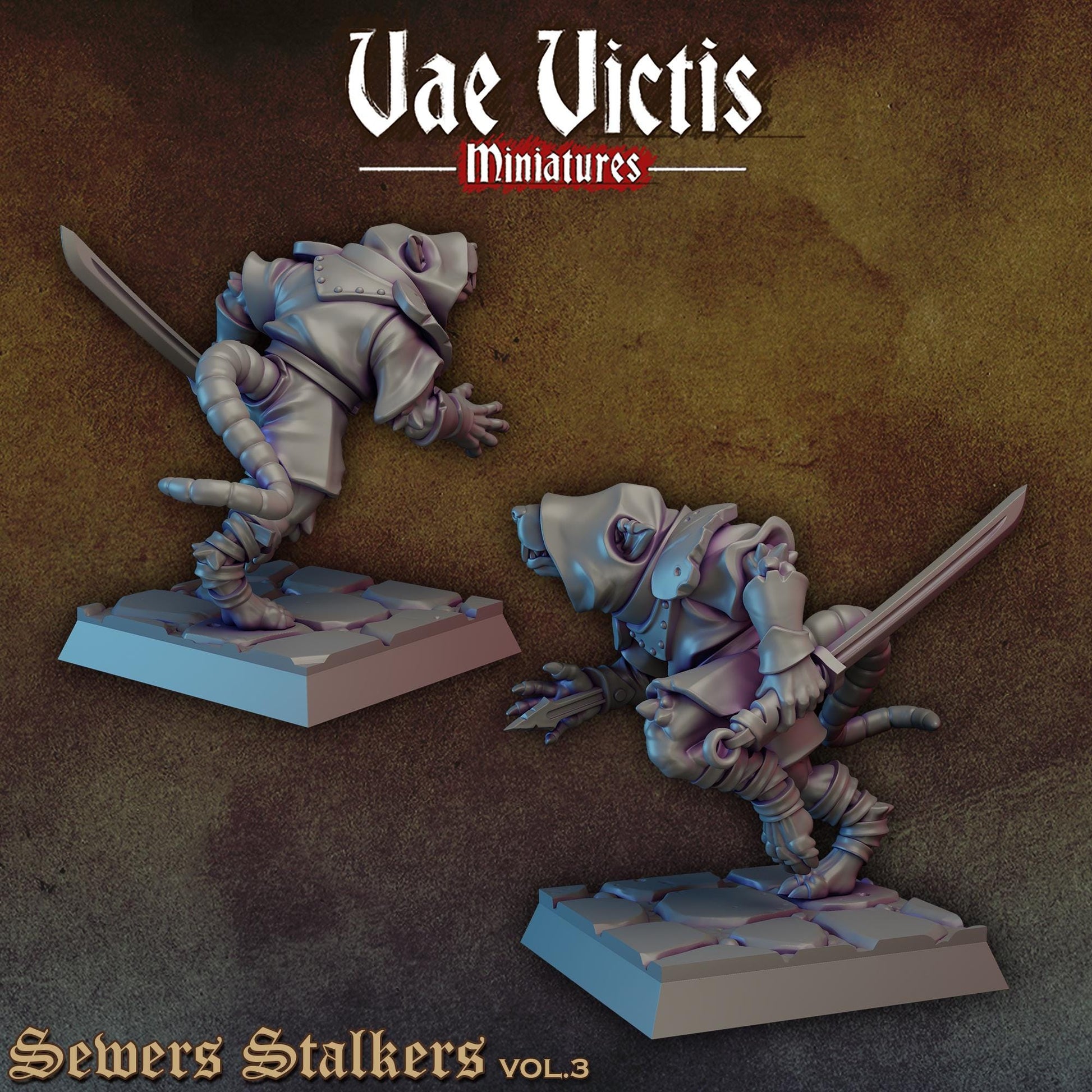 Ratfolk Sewer Stalkers Vol 3 | Vae Victis Miniatures | 32mm Scale Resin Printed Tabletop RPG Figures for Tabletop Roleplaying or Wargaming