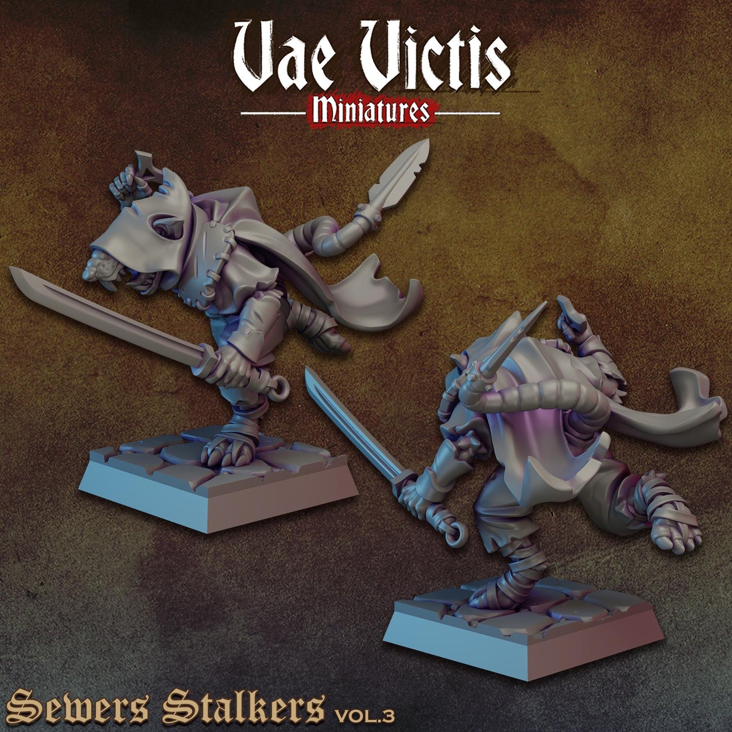 Ratfolk Sewer Stalkers Vol 3 | Vae Victis Miniatures | 32mm Scale Resin Printed Tabletop RPG Figures for Tabletop Roleplaying or Wargaming