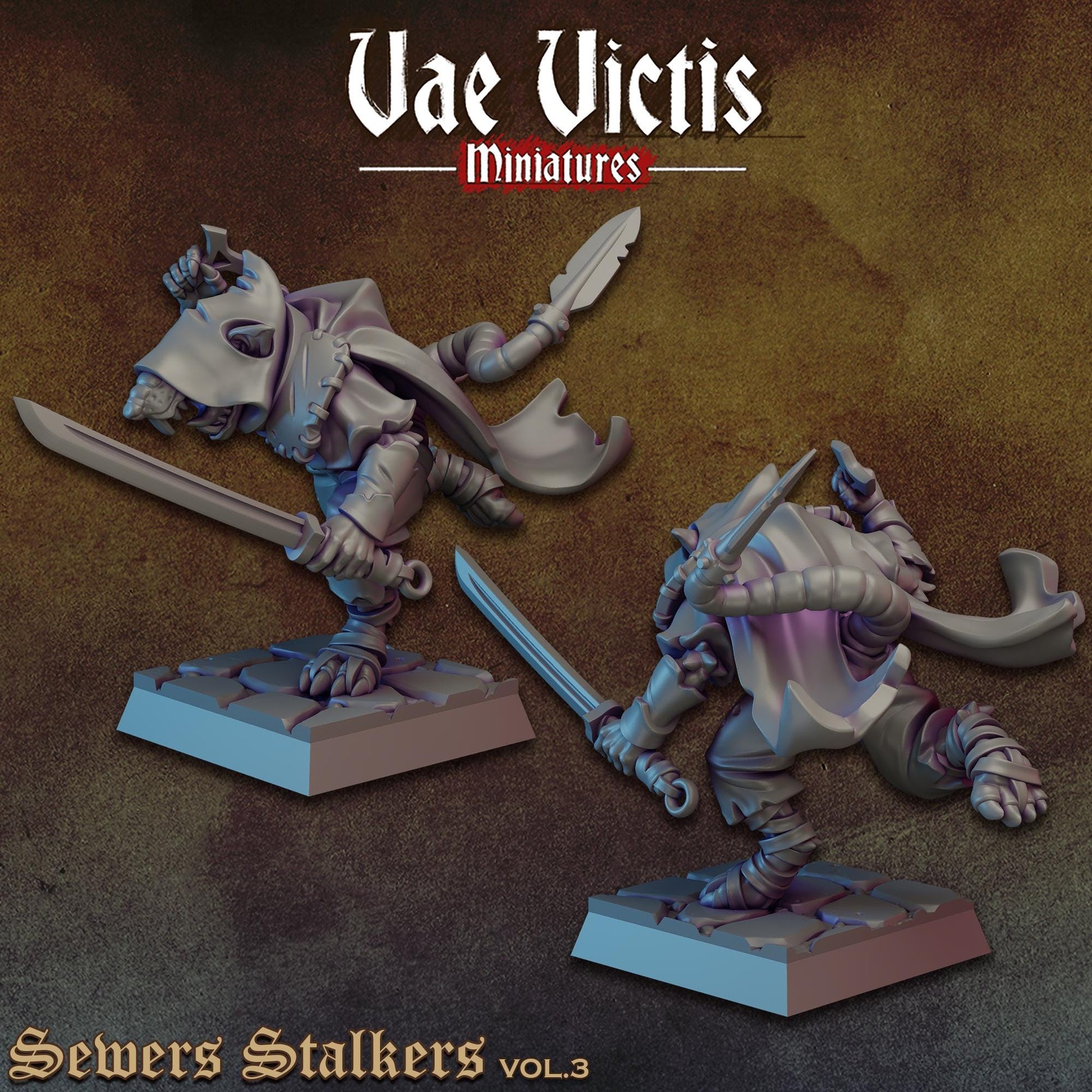 Ratfolk Sewer Stalkers Vol 3 | Vae Victis Miniatures | 32mm Scale Resin Printed Tabletop RPG Figures for Tabletop Roleplaying or Wargaming