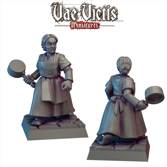 Angry Housewife | Vae Victis Miniatures | 32mm Scale Resin Printed Tabletop RPG Figures for Tabletop Roleplaying or Wargaming