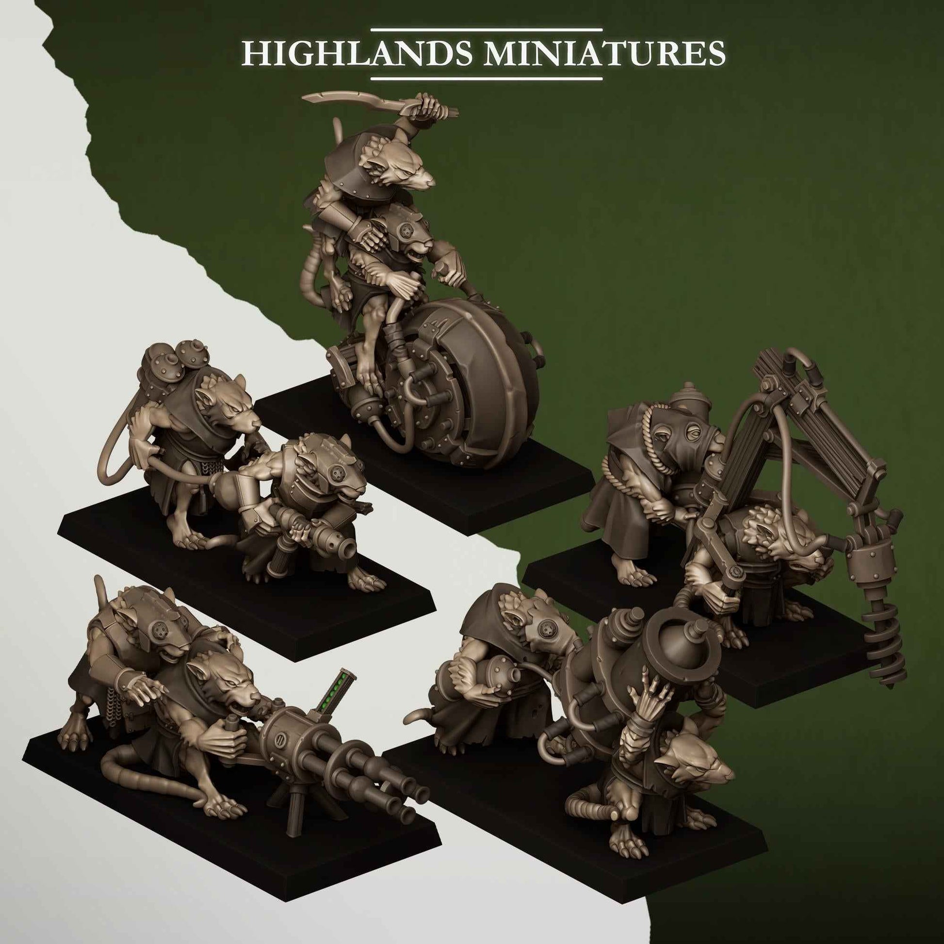 Sewer Vermin Heavy Weapons Teams | Sewer Vermin | Highlands Miniatures | 32mm Scale Resin TTRPG Figures for Roleplaying and Wargaming
