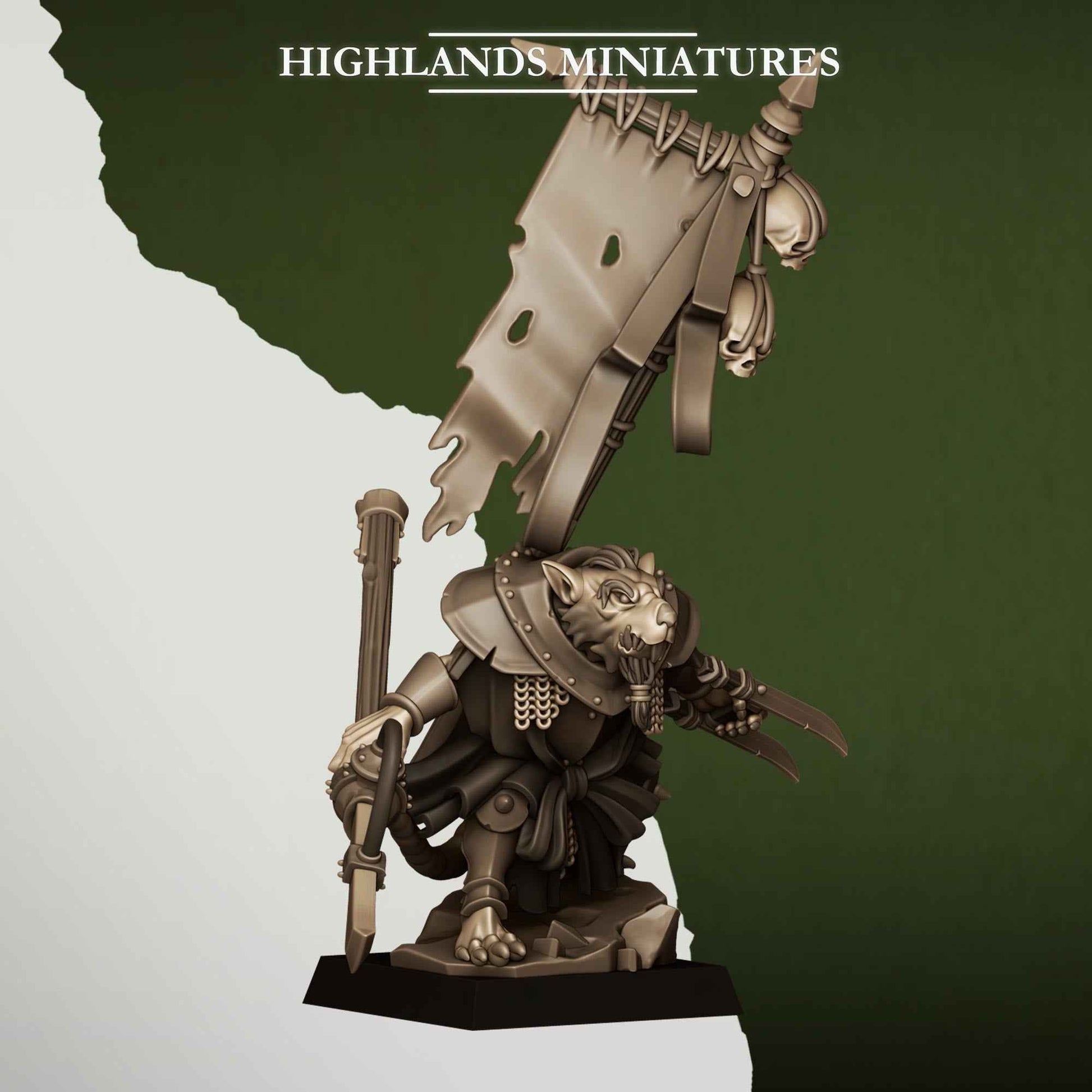 Sewer Vermin Warlord | Sewer Vermin | Highlands Miniatures | 32mm Scale Resin TTRPG Figures for Roleplaying and Wargaming