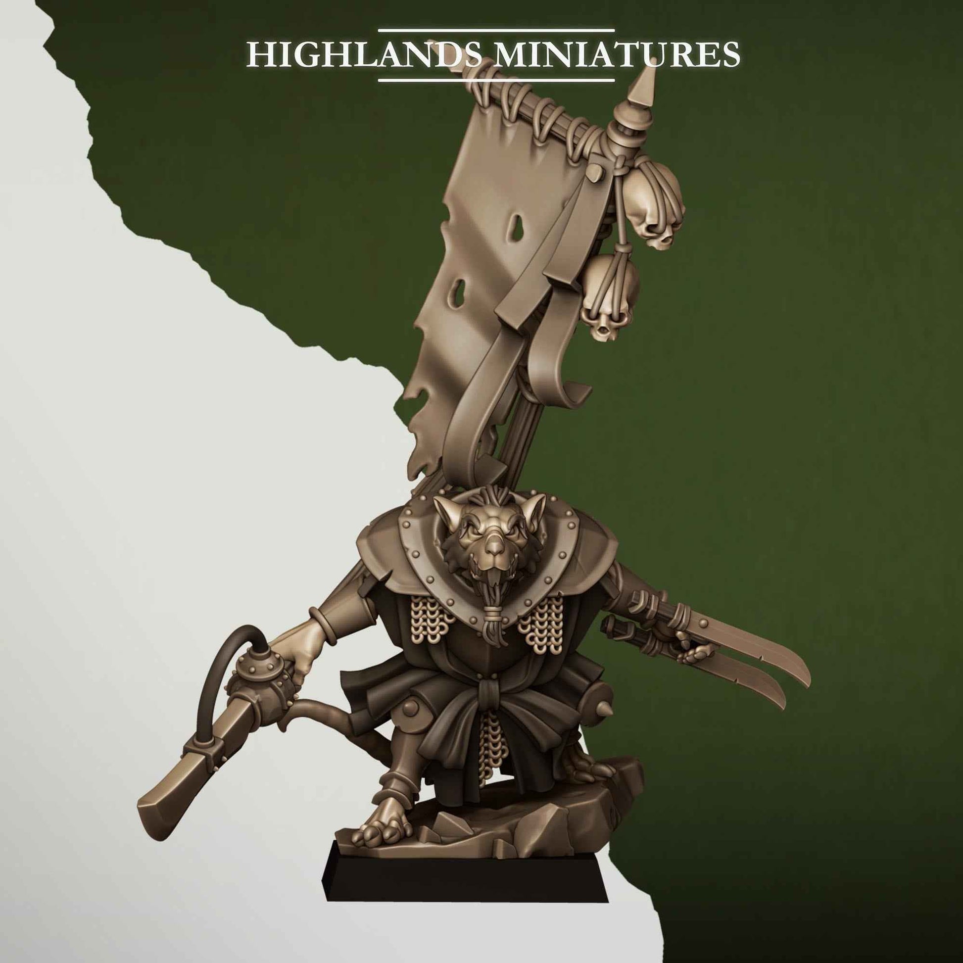 Sewer Vermin Warlord | Sewer Vermin | Highlands Miniatures | 32mm Scale Resin TTRPG Figures for Roleplaying and Wargaming