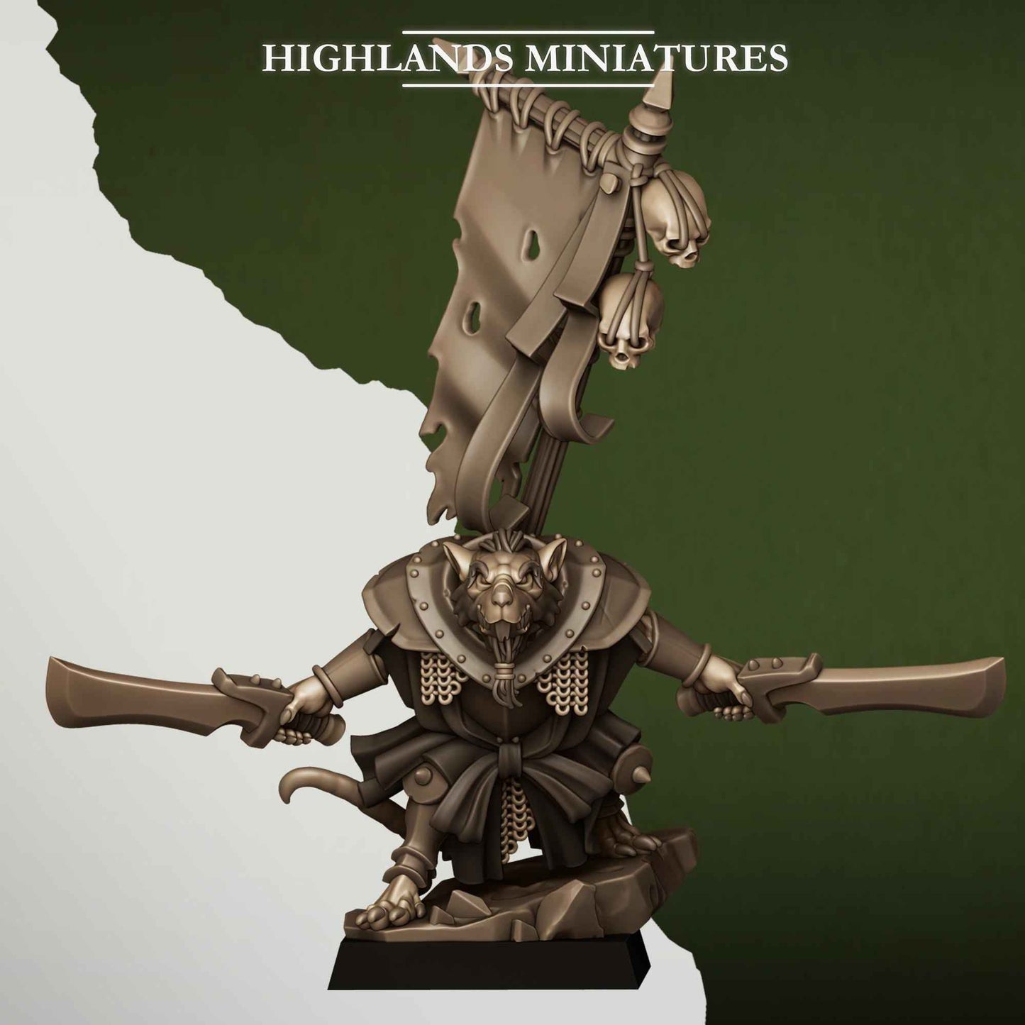 Sewer Vermin Warlord | Sewer Vermin | Highlands Miniatures | 32mm Scale Resin TTRPG Figures for Roleplaying and Wargaming