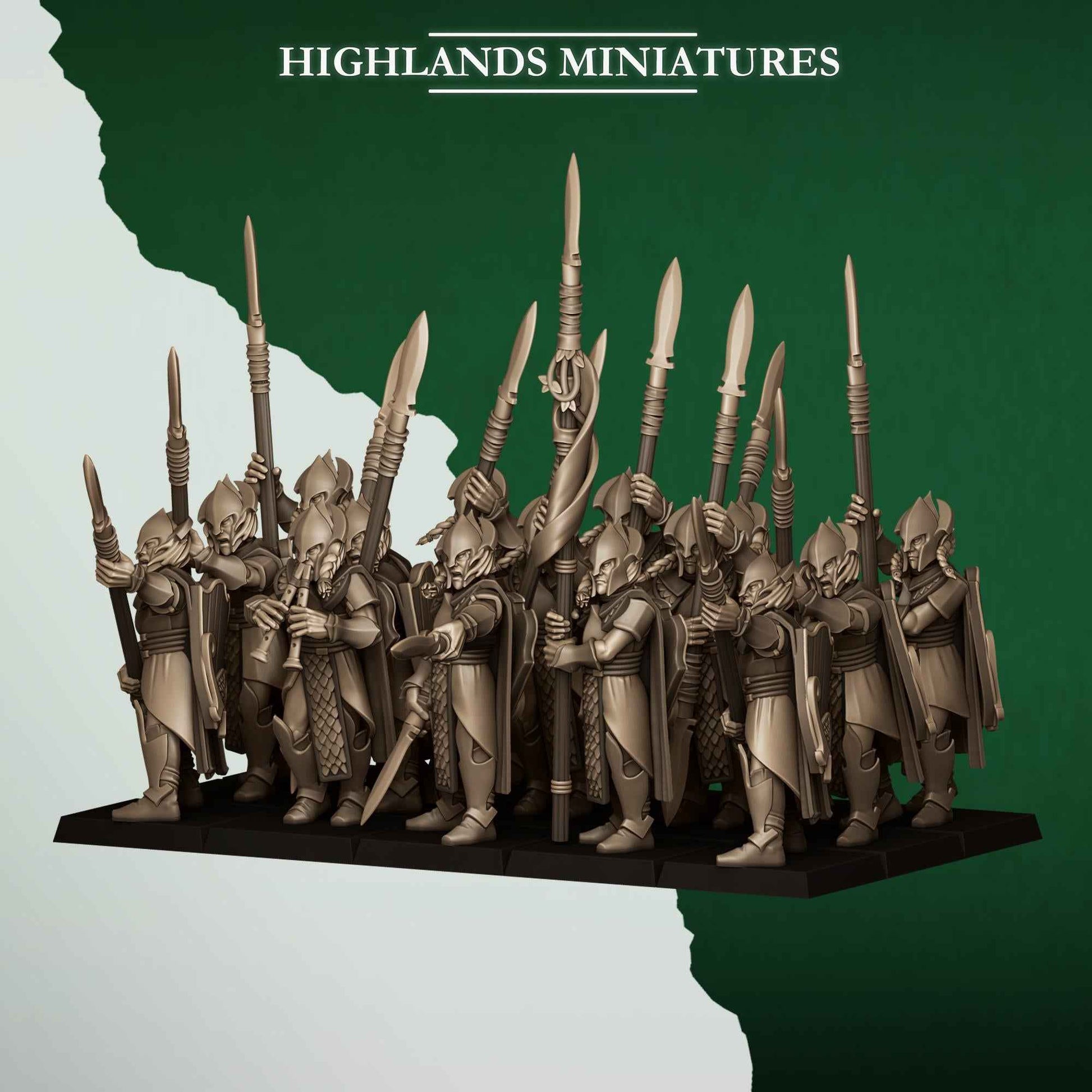 Feral Spearmen | Feral Elves | Highlands Miniatures | 32mm Scale Resin Tabletop RPG Figures for Roleplaying and Wargaming