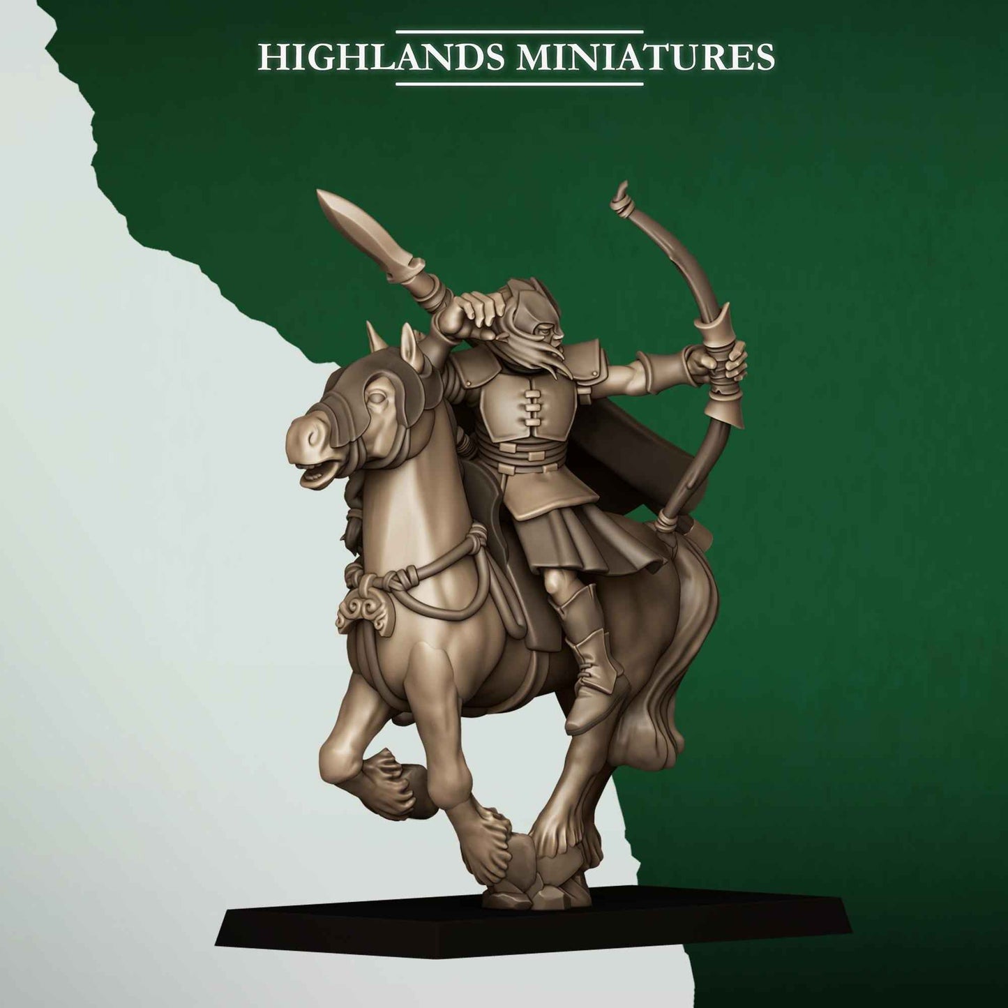 Mounted Feral Archers | Feral Elves | Highlands Miniatures | 32mm Scale Resin Tabletop RPG Figures for Roleplaying and Wargaming