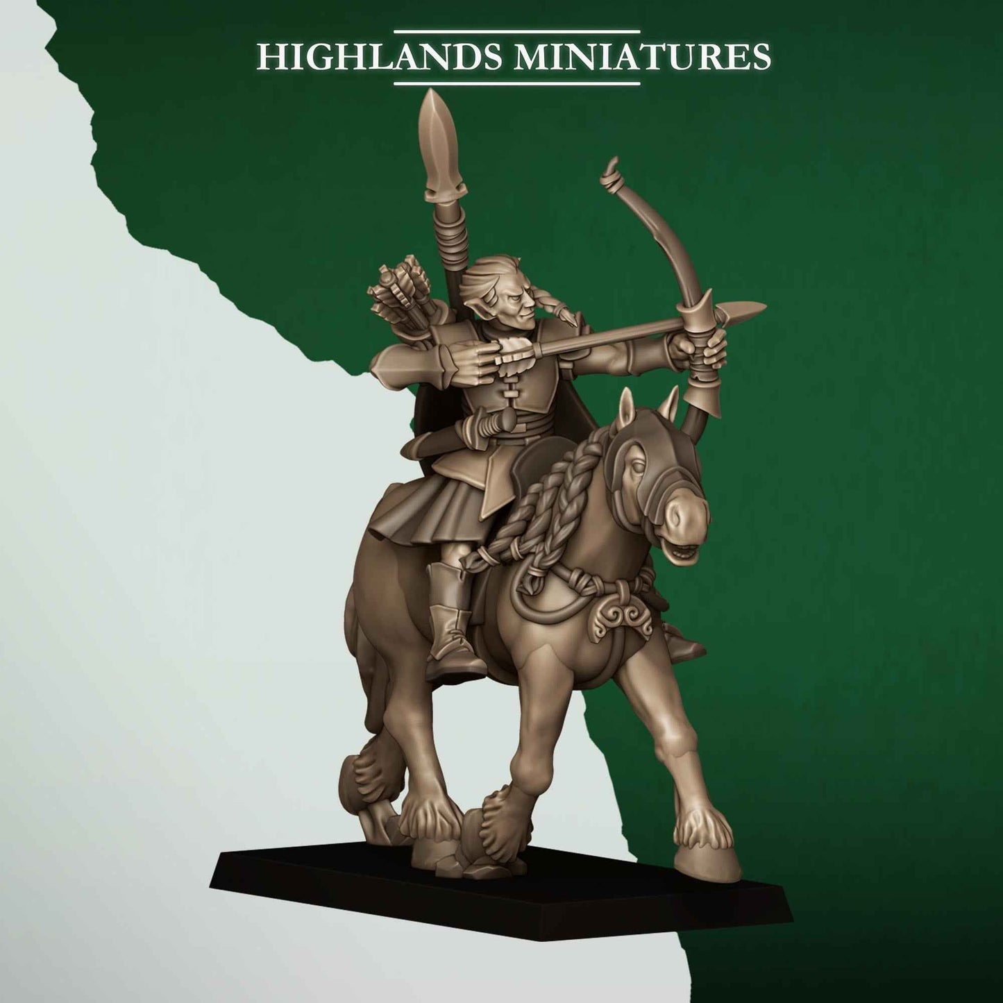 Mounted Feral Archers | Feral Elves | Highlands Miniatures | 32mm Scale Resin Tabletop RPG Figures for Roleplaying and Wargaming
