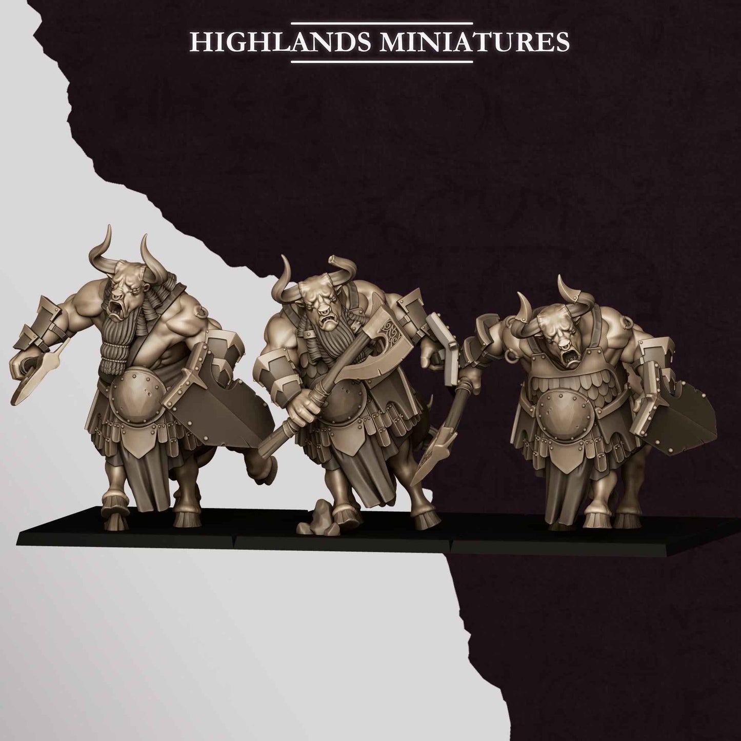 Marduk Minotaurs | Sons of Marduk | Highlands Miniatures | 32mm Scale Resin Tabletop RPG Figures for Roleplaying Wargaming