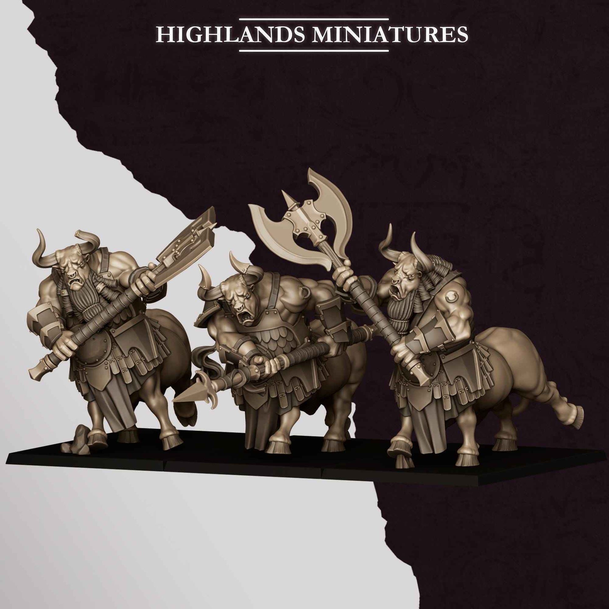 Marduk Minotaurs | Sons of Marduk | Highlands Miniatures | 32mm Scale Resin Tabletop RPG Figures for Roleplaying Wargaming