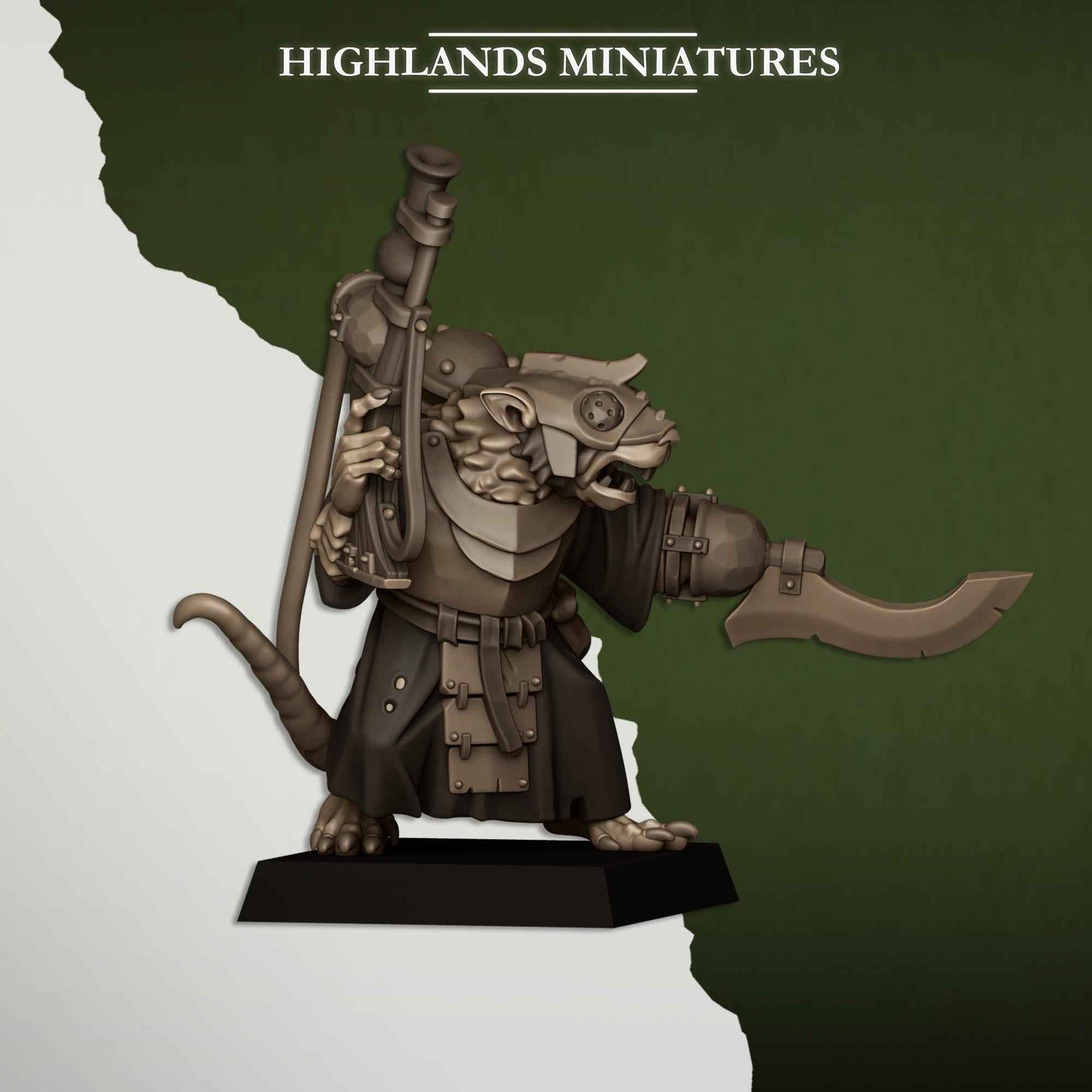 Sewer Vermin Engineer | Sewer Vermin | Highlands Miniatures | 32mm Scale Resin TTRPG Figures for Roleplaying and Wargaming