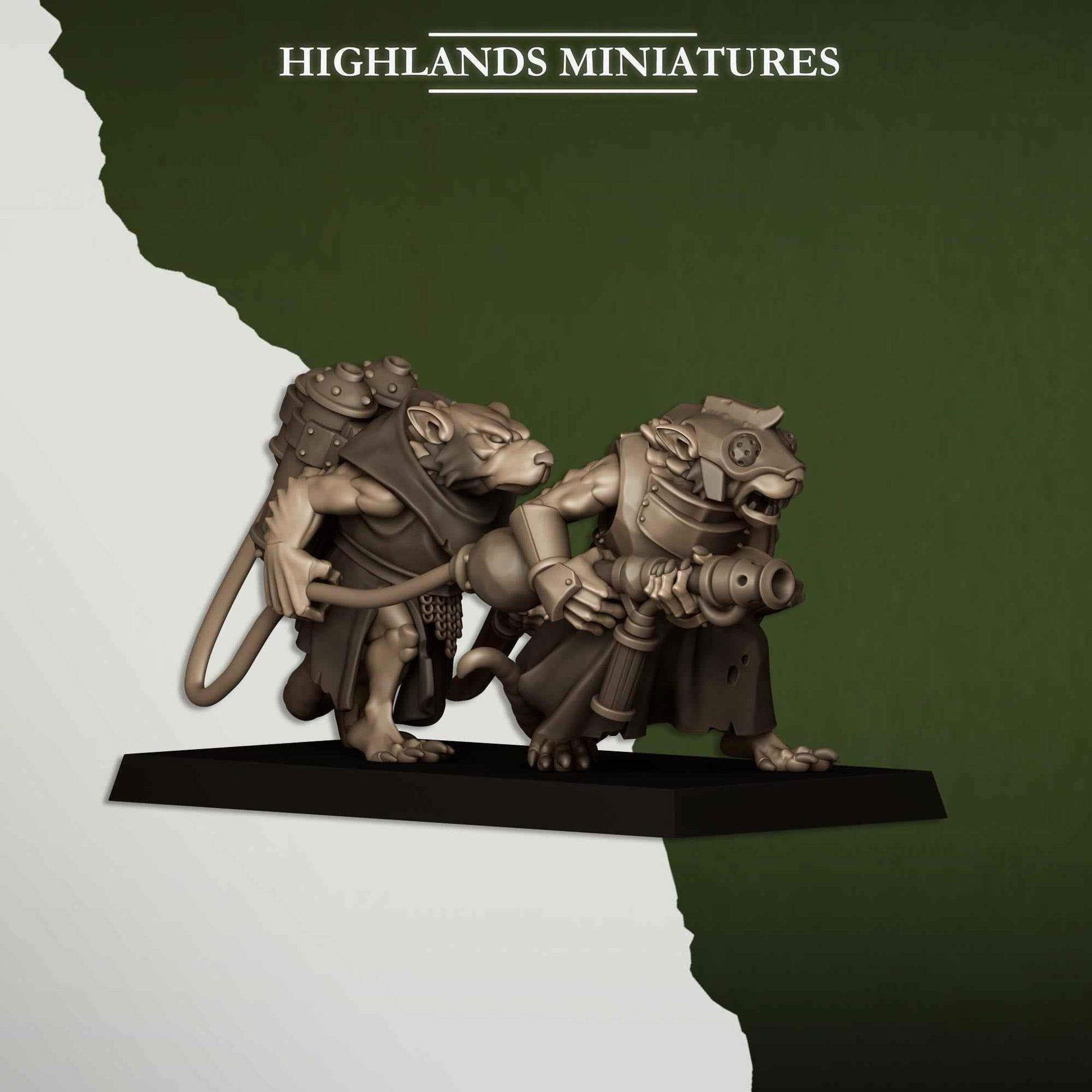 Sewer Vermin Heavy Weapons Teams | Sewer Vermin | Highlands Miniatures | 32mm Scale Resin TTRPG Figures for Roleplaying and Wargaming