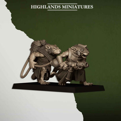 Sewer Vermin Heavy Weapons Teams | Sewer Vermin | Highlands Miniatures | 32mm Scale Resin TTRPG Figures for Roleplaying and Wargaming