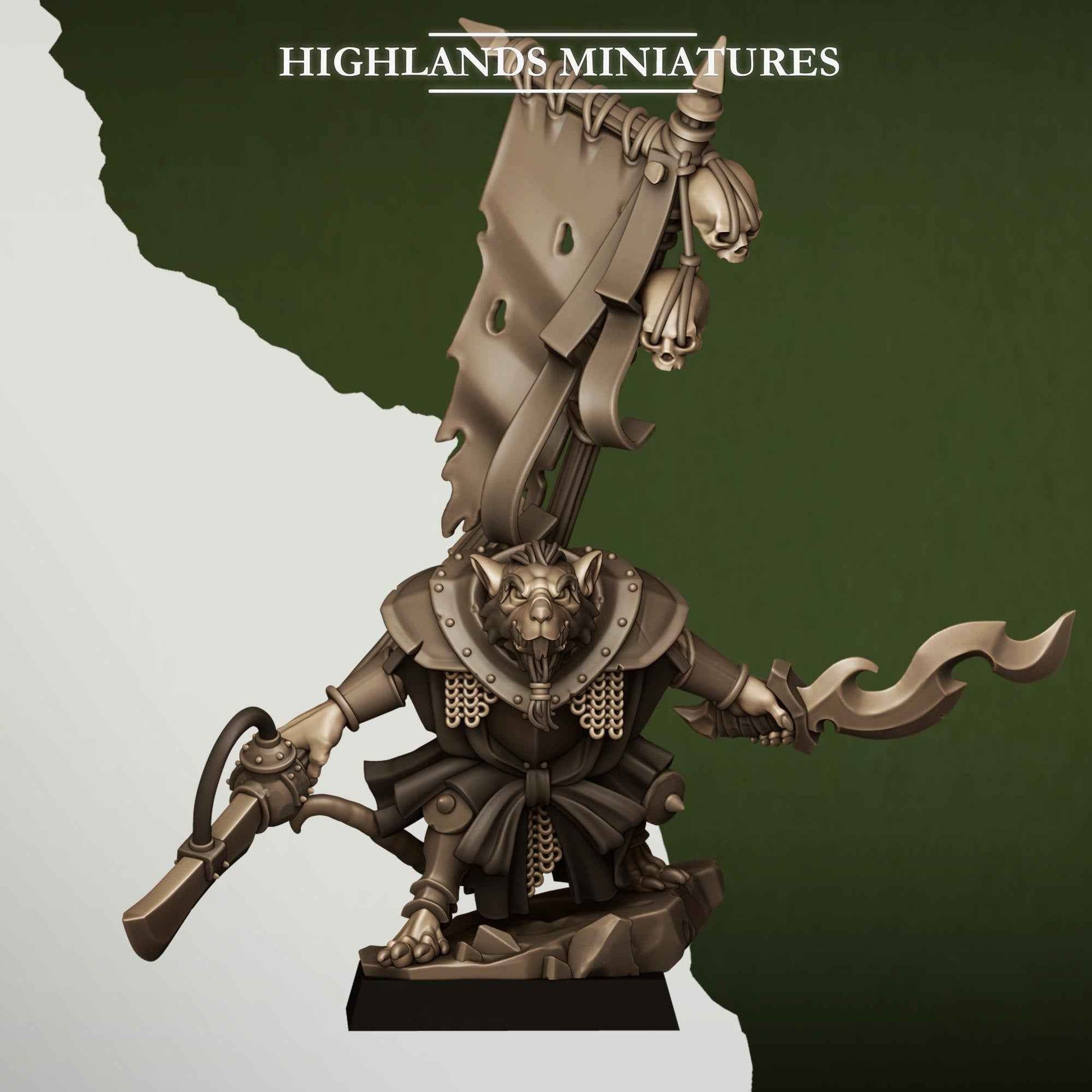 Sewer Vermin Warlord | Sewer Vermin | Highlands Miniatures | 32mm Scale Resin TTRPG Figures for Roleplaying and Wargaming