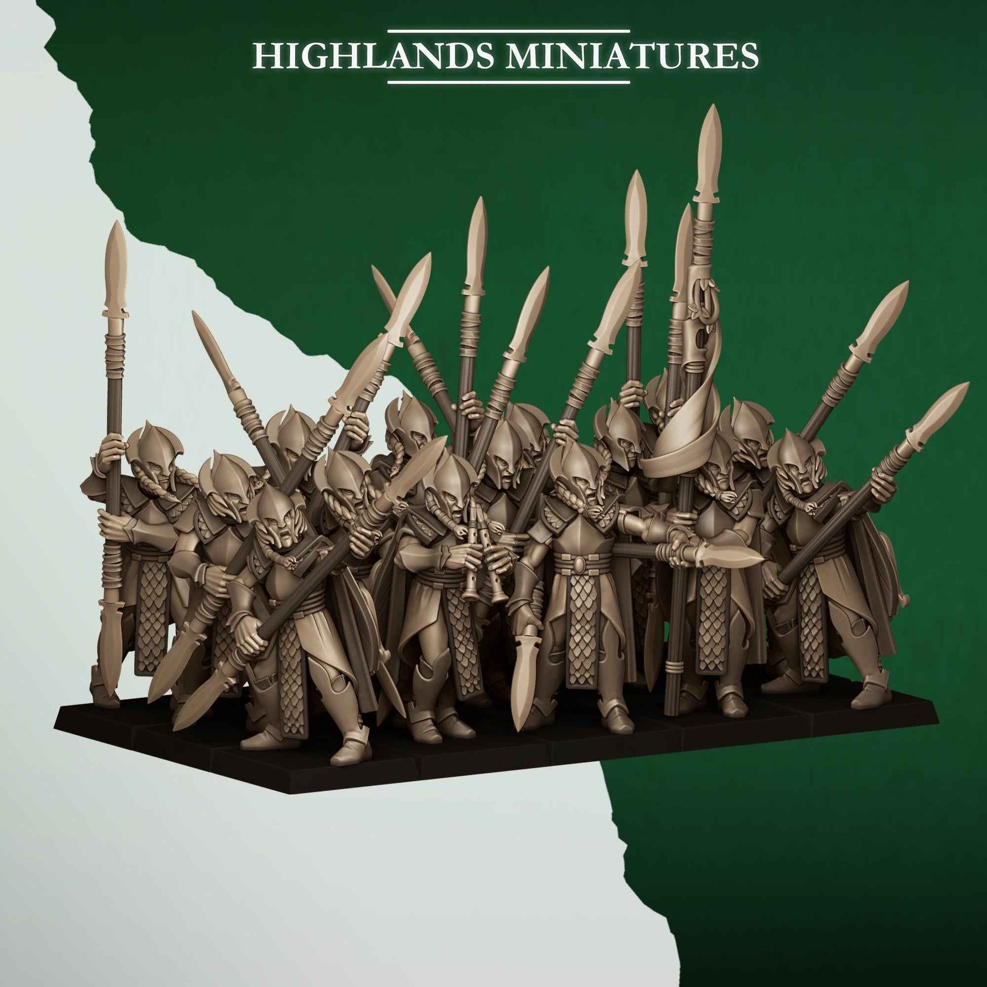 Feral Spearmen | Feral Elves | Highlands Miniatures | 32mm Scale Resin Tabletop RPG Figures for Roleplaying and Wargaming