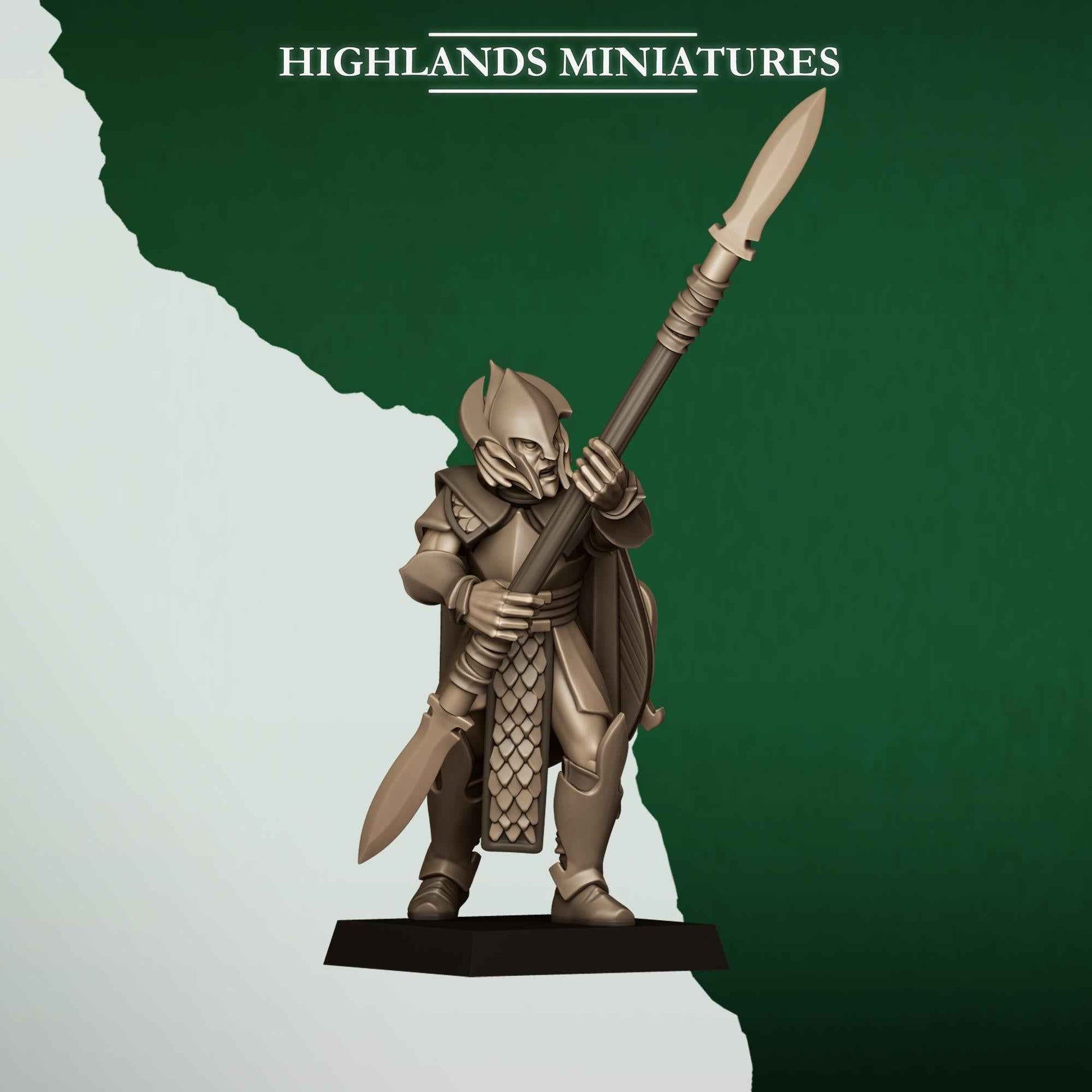 Feral Spearmen | Feral Elves | Highlands Miniatures | 32mm Scale Resin Tabletop RPG Figures for Roleplaying and Wargaming