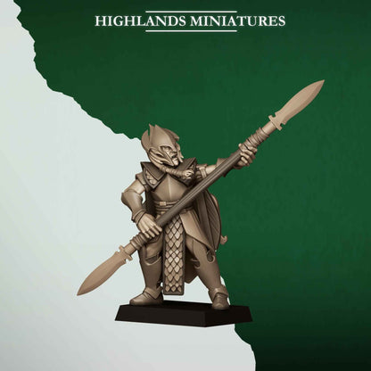 Feral Spearmen | Feral Elves | Highlands Miniatures | 32mm Scale Resin Tabletop RPG Figures for Roleplaying and Wargaming