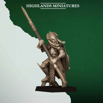 Feral Spearmen | Feral Elves | Highlands Miniatures | 32mm Scale Resin Tabletop RPG Figures for Roleplaying and Wargaming