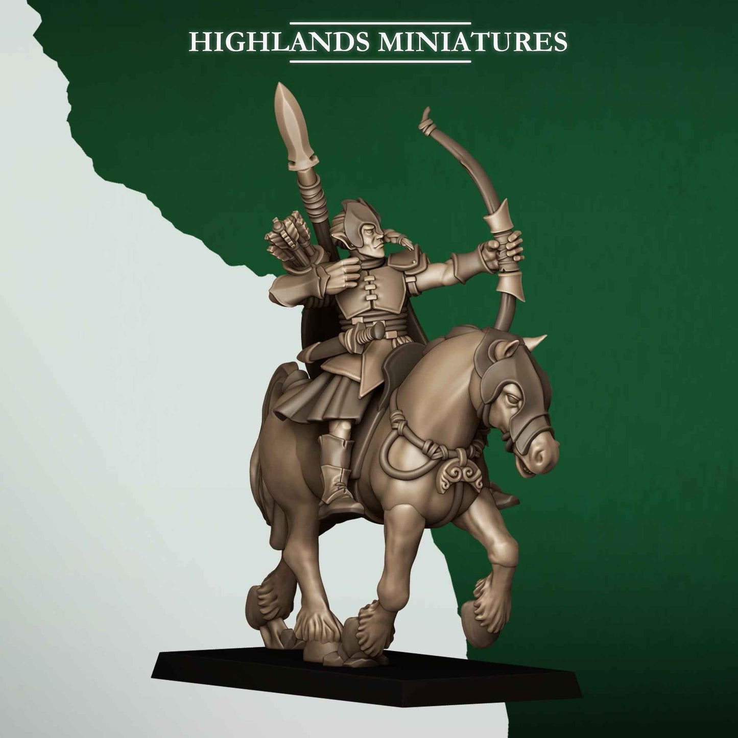 Mounted Feral Archers | Feral Elves | Highlands Miniatures | 32mm Scale Resin Tabletop RPG Figures for Roleplaying and Wargaming