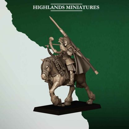 Mounted Feral Archers | Feral Elves | Highlands Miniatures | 32mm Scale Resin Tabletop RPG Figures for Roleplaying and Wargaming