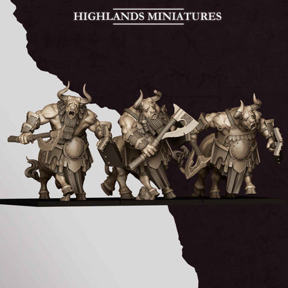 Marduk Minotaurs | Sons of Marduk | Highlands Miniatures | 32mm Scale Resin Tabletop RPG Figures for Roleplaying Wargaming