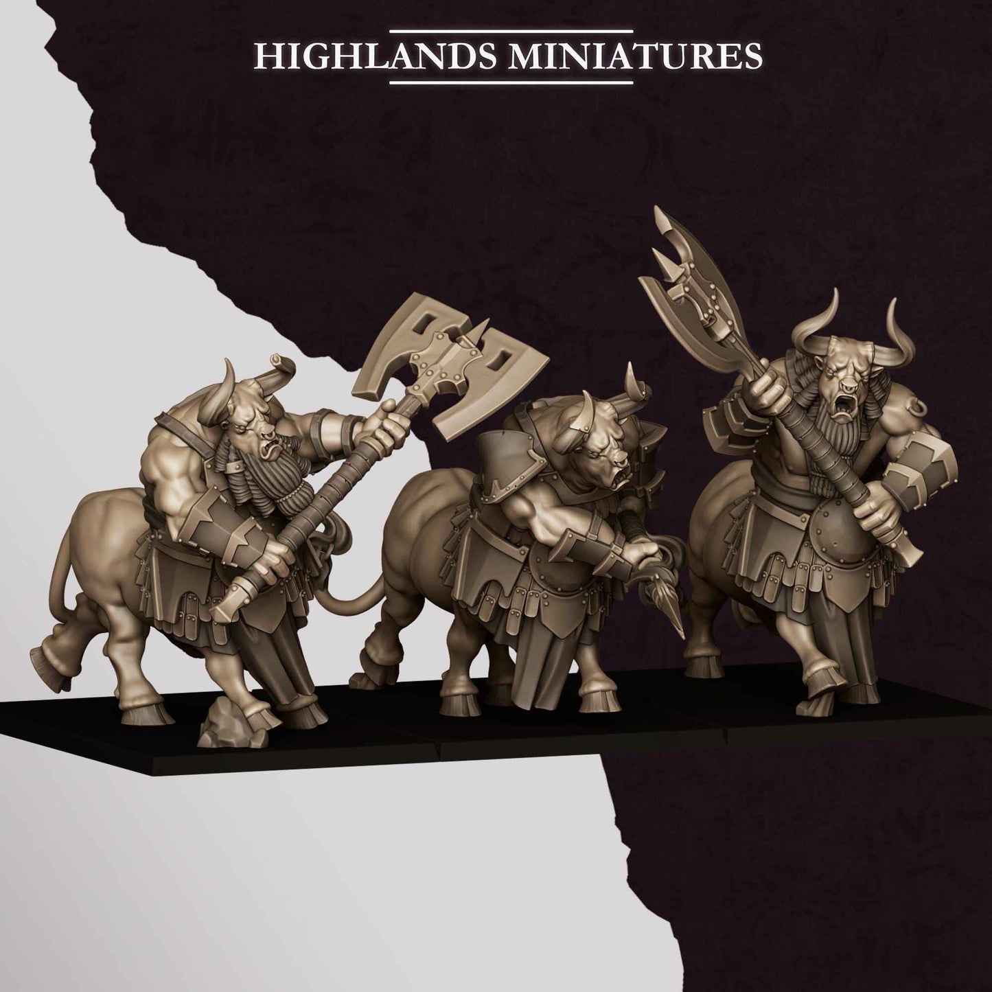 Marduk Minotaurs | Sons of Marduk | Highlands Miniatures | 32mm Scale Resin Tabletop RPG Figures for Roleplaying Wargaming