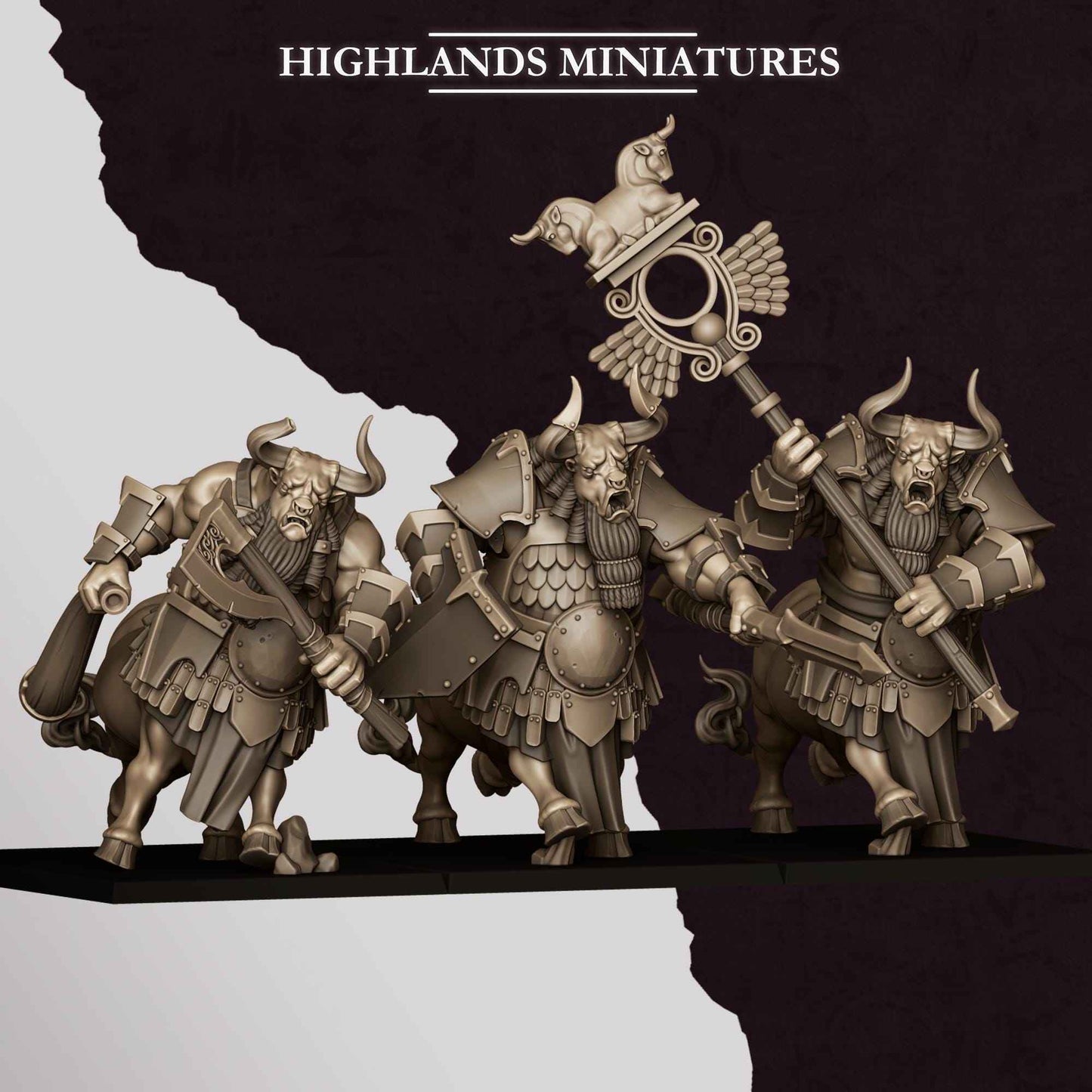 Marduk Minotaurs | Sons of Marduk | Highlands Miniatures | 32mm Scale Resin Tabletop RPG Figures for Roleplaying Wargaming