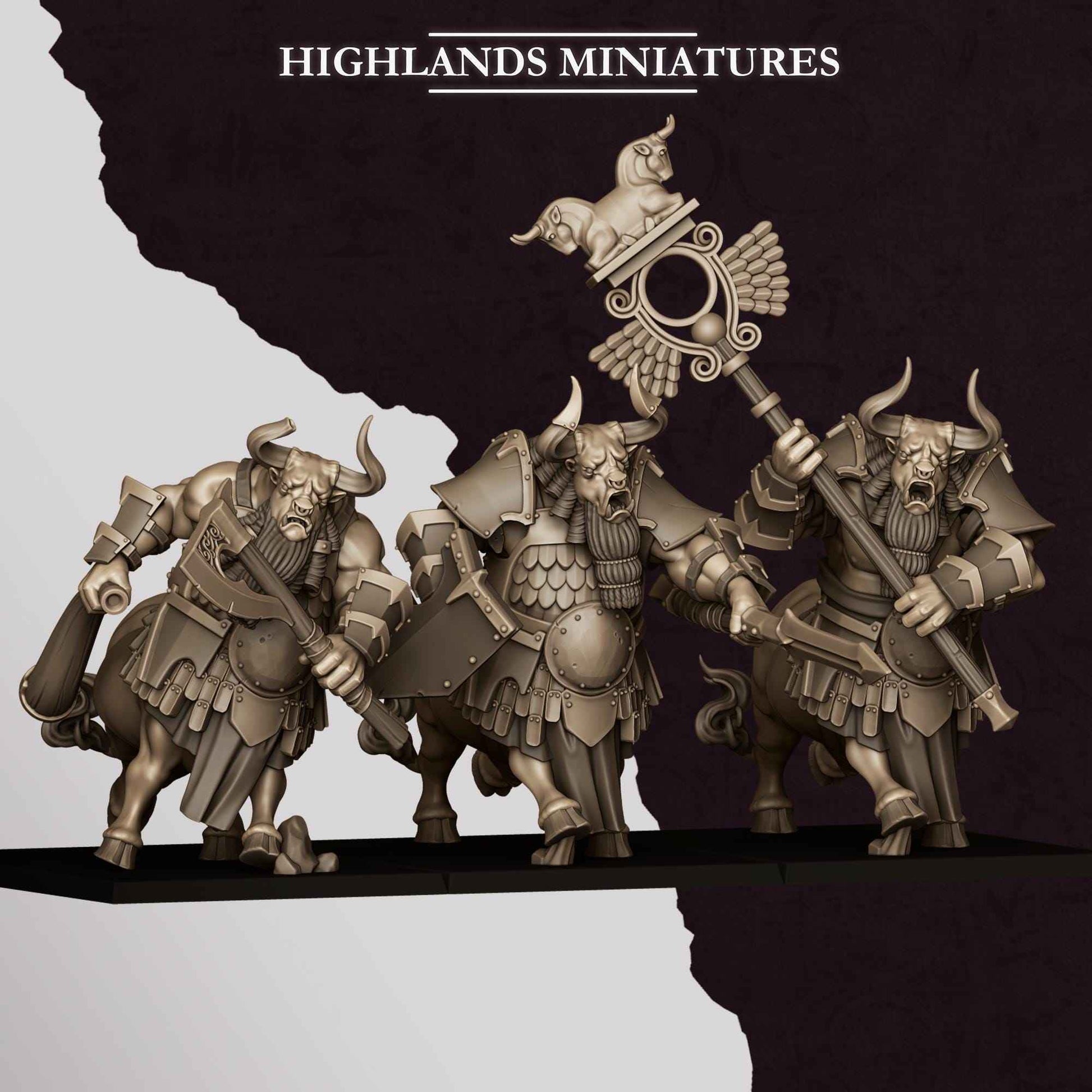 Marduk Minotaurs | Sons of Marduk | Highlands Miniatures | 32mm Scale Resin Tabletop RPG Figures for Roleplaying Wargaming