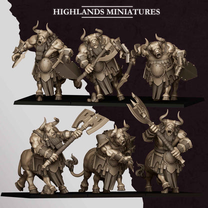 Marduk Minotaurs | Sons of Marduk | Highlands Miniatures | 32mm Scale Resin Tabletop RPG Figures for Roleplaying Wargaming