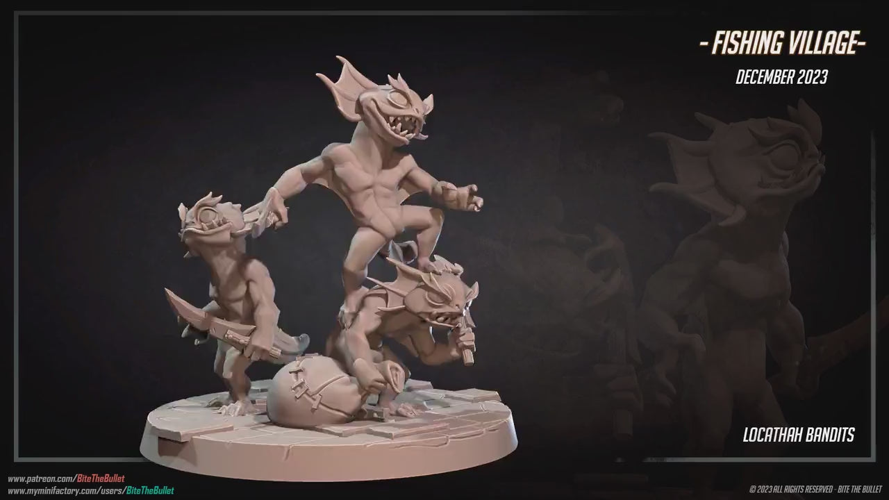 Axolotl Bandit Bros | Bite The Bullet | Bullet Town Fishing Village | 35mm Scale Resin Printed Tabletop RPG Miniature Figures For DND 5E
