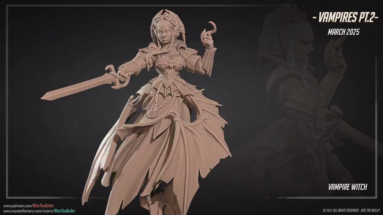 Vampire Witch | Vampires Pt. 2 | Bite The Bullet | 35mm Scale | Resin Printed Tabletop RPG Miniature Figures | DND | 5E