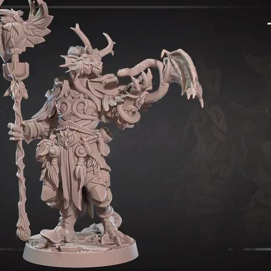 Dragonborn Druid | Bite The Bullet | 35mm Scale | Resin Printed Tabletop RPG Miniature Figures | DND | 5E