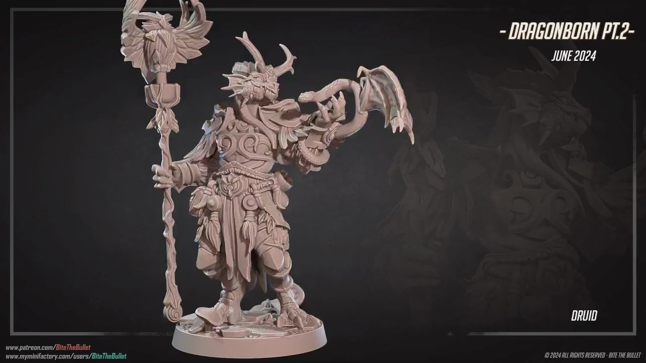 Dragonborn Druid | Bite The Bullet | 35mm Scale | Resin Printed Tabletop RPG Miniature Figures | DND | 5E